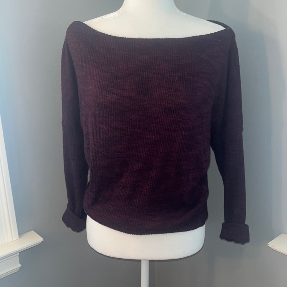 Dark red/black wide neck/ off shoulder sweater